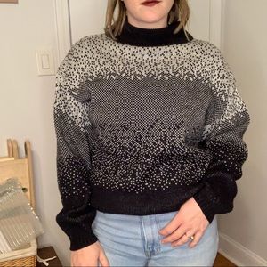 Sparkly mock neck color block/fade vintage sweater